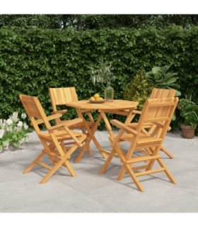 vidaXL 5 Piece Garden Dining Set Solid Wood Teak