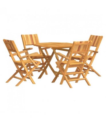 vidaXL 5 Piece Garden Dining Set Solid Wood Teak