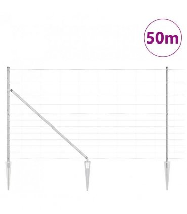 vidaXL Welded Wire Fence with Spikes 50 x 1.4 m Galvanised Steel Mesh
