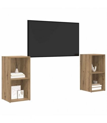 vidaXL TV Cabinet Set Wall-mounted 2 pcs Artisan Oak 37 x 35 x 72 cm