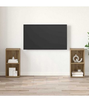 vidaXL TV Cabinet Set Wall-mounted 2 pcs Artisan Oak 37 x 35 x 72 cm
