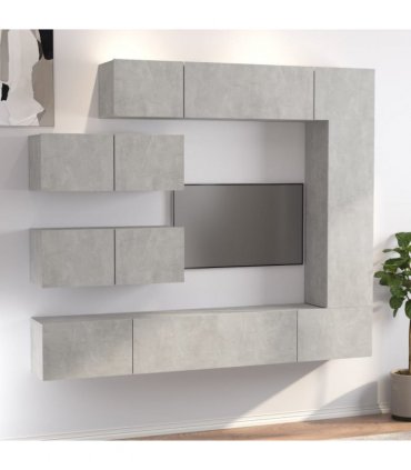 vidaXL TV Cabinet Set | 7 Piece | Concrete Grey | Engineered Wood | Wall Mounted