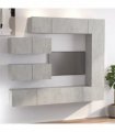 vidaXL TV Cabinet Set | 7 Piece | Concrete Grey | Engineered Wood | Wall Mounted