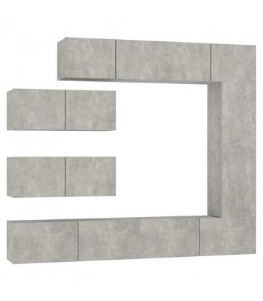 vidaXL TV Cabinet Set | 7 Piece | Concrete Grey | Engineered Wood | Wall Mounted