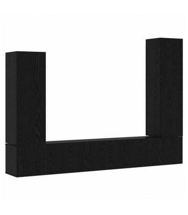 vidaXL TV Cabinet Set Wall-mounted 4 pcs Black Oak Engineered Wood