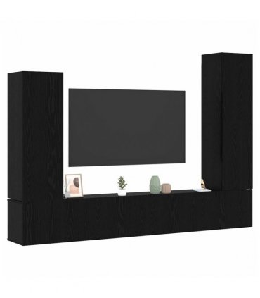 vidaXL TV Cabinet Set Wall-mounted 4 pcs Black Oak Engineered Wood