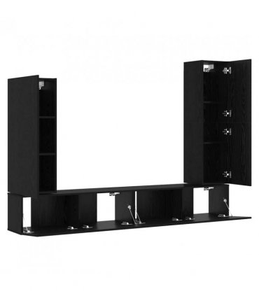 vidaXL TV Cabinet Set Wall-mounted 4 pcs Black Oak Engineered Wood