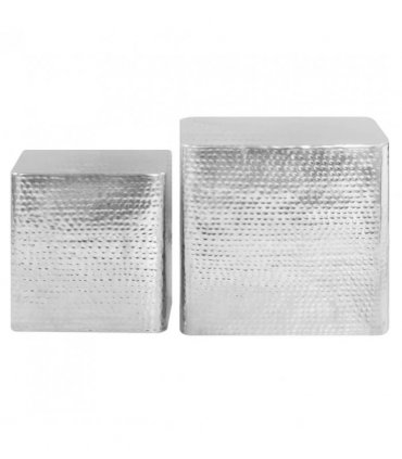 vidaXL Coffee Tables 2 pcs Silver Aluminium