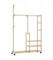 vidaXL Clothes Rack | Natural Bamboo | Bamboo | 100x38x175.5 cm |  Rollable