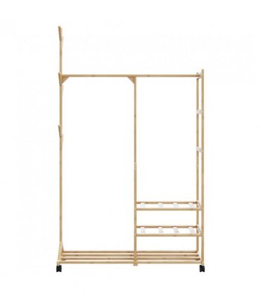 vidaXL Clothes Rack | Natural Bamboo | Bamboo | 100x38x175.5 cm |  Rollable