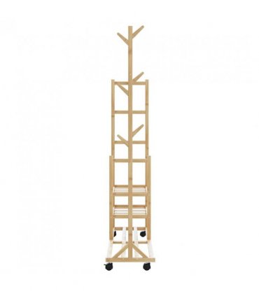 vidaXL Clothes Rack | Natural Bamboo | Bamboo | 100x38x175.5 cm |  Rollable