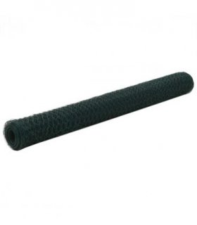 vidaXL Chicken Wire Fence Steel with PVC Coating 25x1.2 m Green