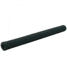 vidaXL Chicken Wire Fence Steel with PVC Coating 25x1.5 m Green