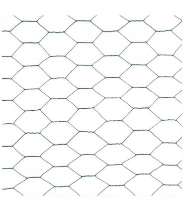 vidaXL Chicken Wire Fence Steel with PVC Coating 25x1.5 m Green