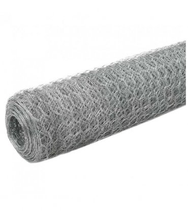 vidaXL Chicken Wire Fence Galvanised Steel 25x1.5 m Silver