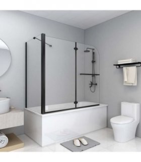 vidaXL Bi-Folding Shower Enclosure ESG 120x68x130 cm Black