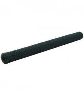 vidaXL Chicken Wire Fence Steel with PVC Coating 25x1.5 m Green