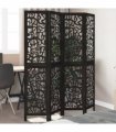 vidaXL Room Divider 4 Panels Black Solid Wood Paulownia