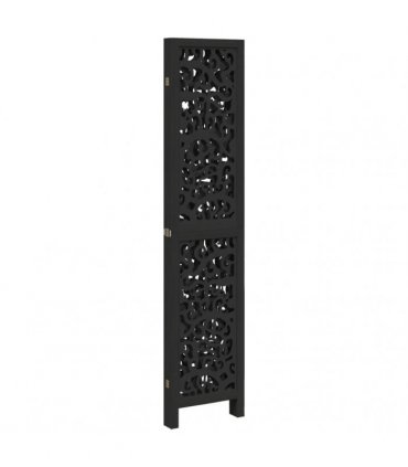 vidaXL Room Divider 4 Panels Black Solid Wood Paulownia