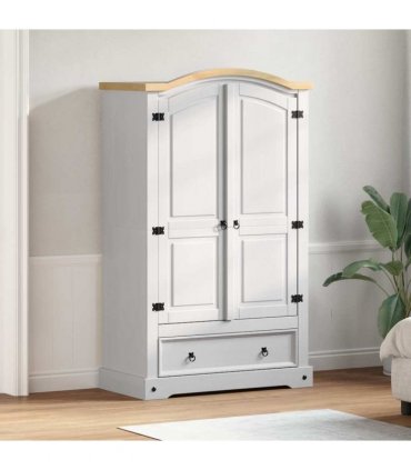 vidaXL Wardrobe Corona White 101 x 52 x 170 cm Solid Pine Wood