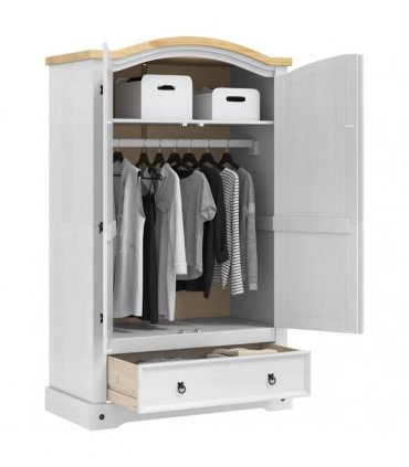 vidaXL Wardrobe Corona White 101 x 52 x 170 cm Solid Pine Wood