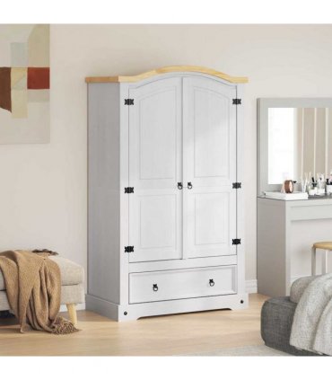 vidaXL Wardrobe Corona White 101 x 52 x 170 cm Solid Pine Wood
