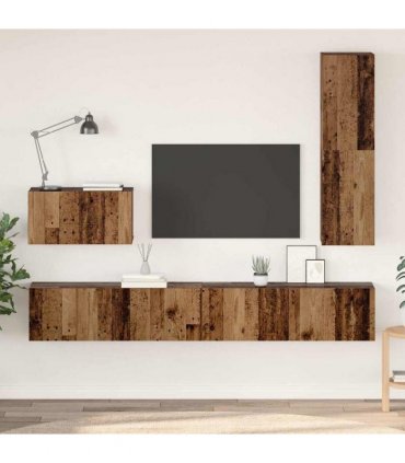 vidaXL Wall TV Cabinet Wall-mounted 4 pcs Old Wood Engineered Wood