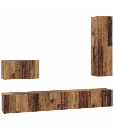 vidaXL Wall TV Cabinet Wall-mounted 4 pcs Old Wood Engineered Wood