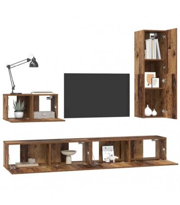 vidaXL Wall TV Cabinet Wall-mounted 4 pcs Old Wood Engineered Wood