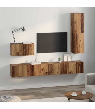 vidaXL Wall TV Cabinet Wall-mounted 4 pcs Old Wood Engineered Wood