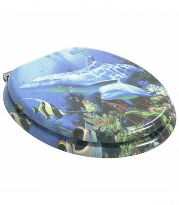 vidaXL Soft-Close Toilet Seat 2 pcs Blue 44 x 38 cm MDF board