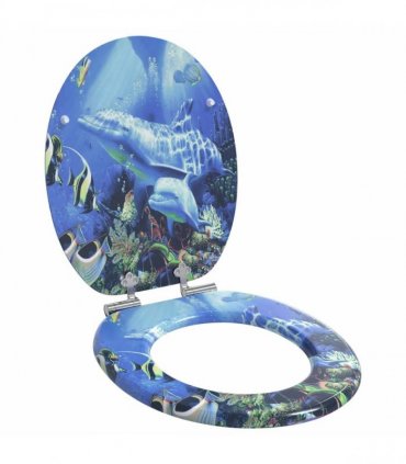 vidaXL Soft-Close Toilet Seat 2 pcs Blue 44 x 38 cm MDF board