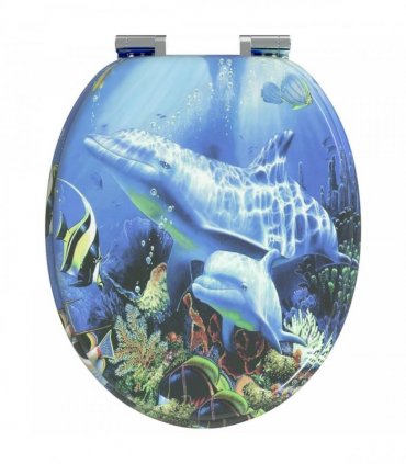 vidaXL Soft-Close Toilet Seat 2 pcs Blue 44 x 38 cm MDF board