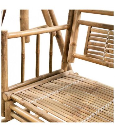 vidaXL 2-Seater Swing Bench with Palm Leaves Bamboo 202 cm