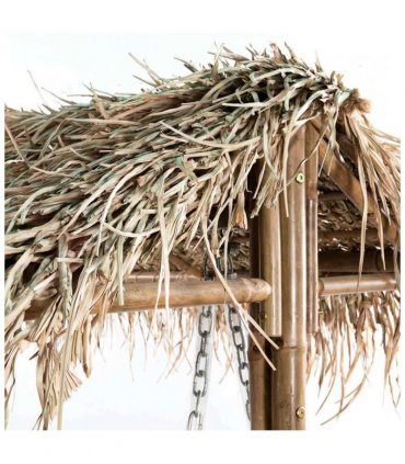 vidaXL 2-Seater Swing Bench with Palm Leaves Bamboo 202 cm