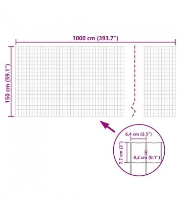vidaXL Euro Fence Steel 10x1.5 m Grey