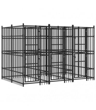 vidaXL Outdoor Dog Kennel Steel 7.37 m²