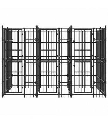 vidaXL Outdoor Dog Kennel Steel 7.37 m²