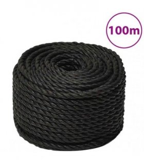 vidaXL Work Rope Black 10 mm 100 m Polypropylene