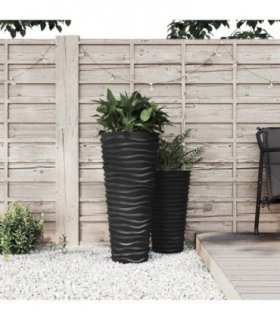 vidaXL Planter with Removable Inner Anthracite 18/45 L PP Grooved Look