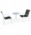 vidaXL Garden Furniture Set | Black and grey | Powder-coated steel and textilene