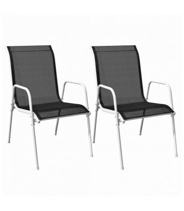 vidaXL Garden Furniture Set | Black and grey | Powder-coated steel and textilene