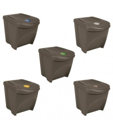 vidaXL Stackable Garbage Bin Boxes 3 pcs Grey 75 L Polypropylene