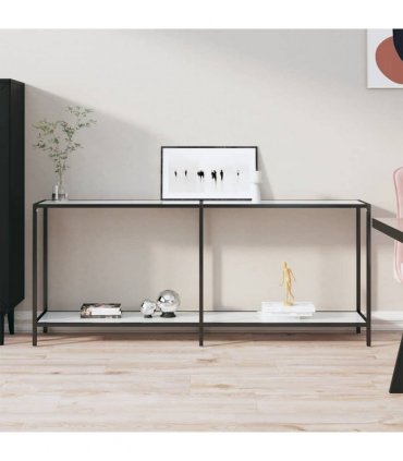 vidaXL Console Table White 180x35x75.5 cm Tempered Glass