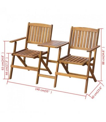 vidaXL Folding Garden Bench | Brown | Solid acacia wood | Medium | Foldable