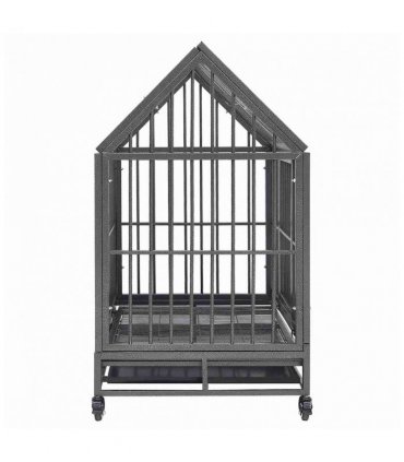vidaXL Dog Cage with Wheels and Roof Steel 92x62x106 cm