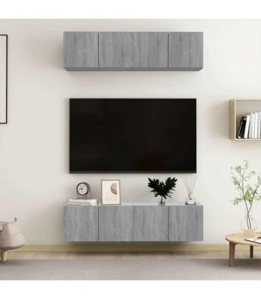 vidaXL Wall TV Cabinets 4 pcs Grey Sonoma 60x30x30 cm Engineered Wood