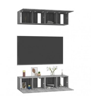 vidaXL Wall TV Cabinets 4 pcs Grey Sonoma 60x30x30 cm Engineered Wood