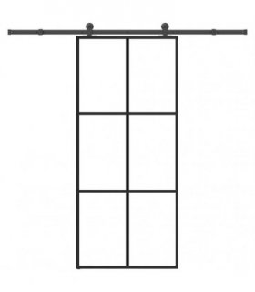 vidaXL Sliding Door with Hardware Set 90x205 cm ESG Glass&Aluminium