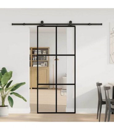 vidaXL Sliding Door with Hardware Set 90x205 cm ESG Glass&Aluminium
